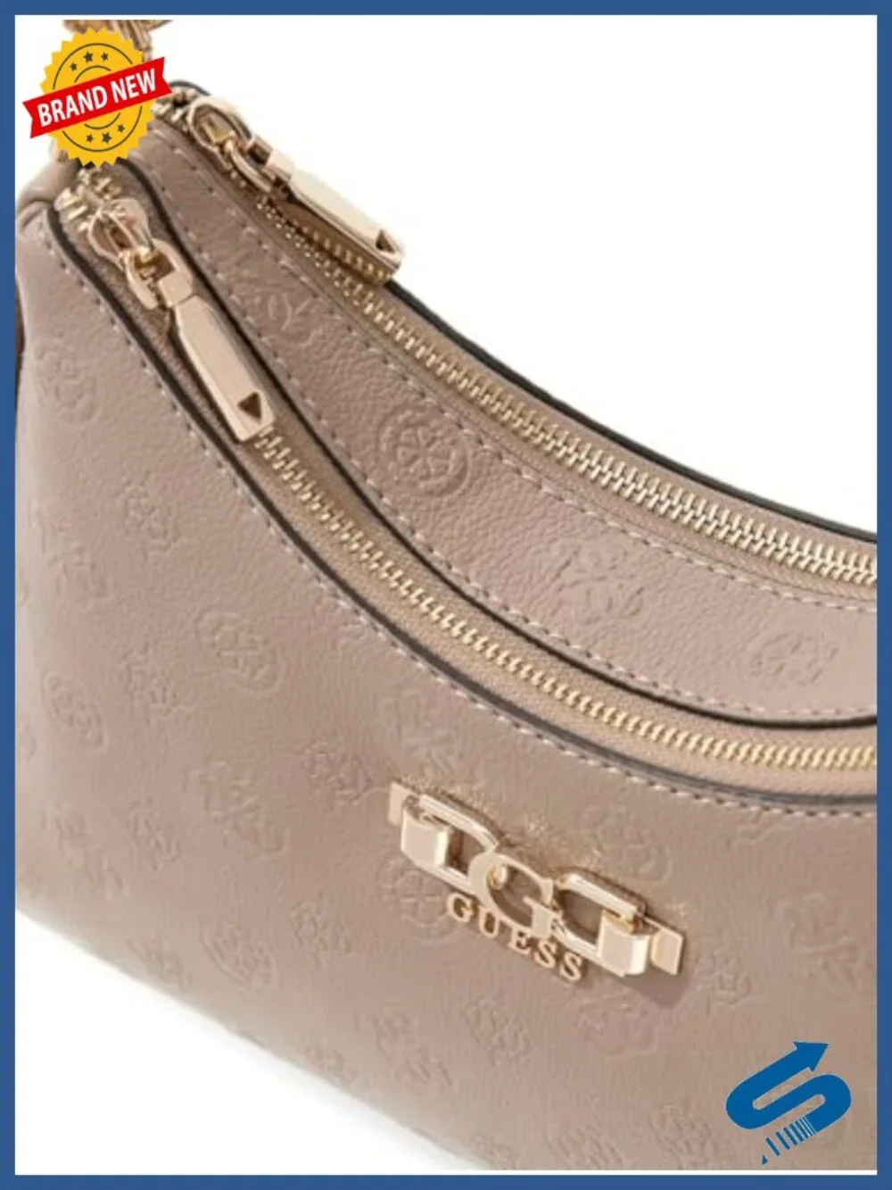Double Zip Shoulder Bag - Satchel with Gold Hardware